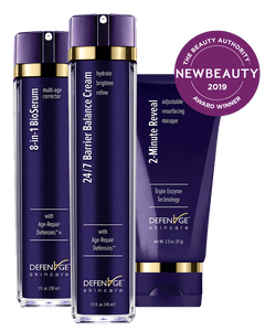 2-Minute Reveal Masque | Net Wt. 2.5 oz.24/7 Barrier Balance Cream | 1.5 fl. oz. 8-in-1 BioSerum | 1.0 fl. oz.